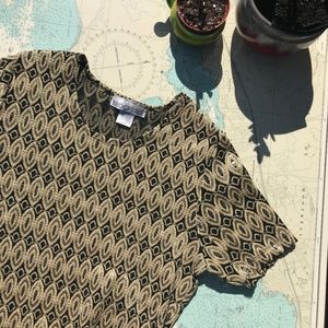 Vintage Brochure Gold Patterned Metallic Blouse